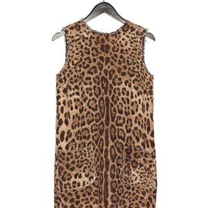 Dolce & Gabbana Leopard Print Cotton Tweed Sleeveless Mini Dress